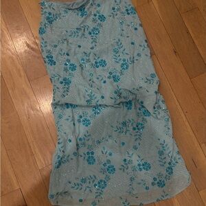 Light Blue Sequined Floral skirt